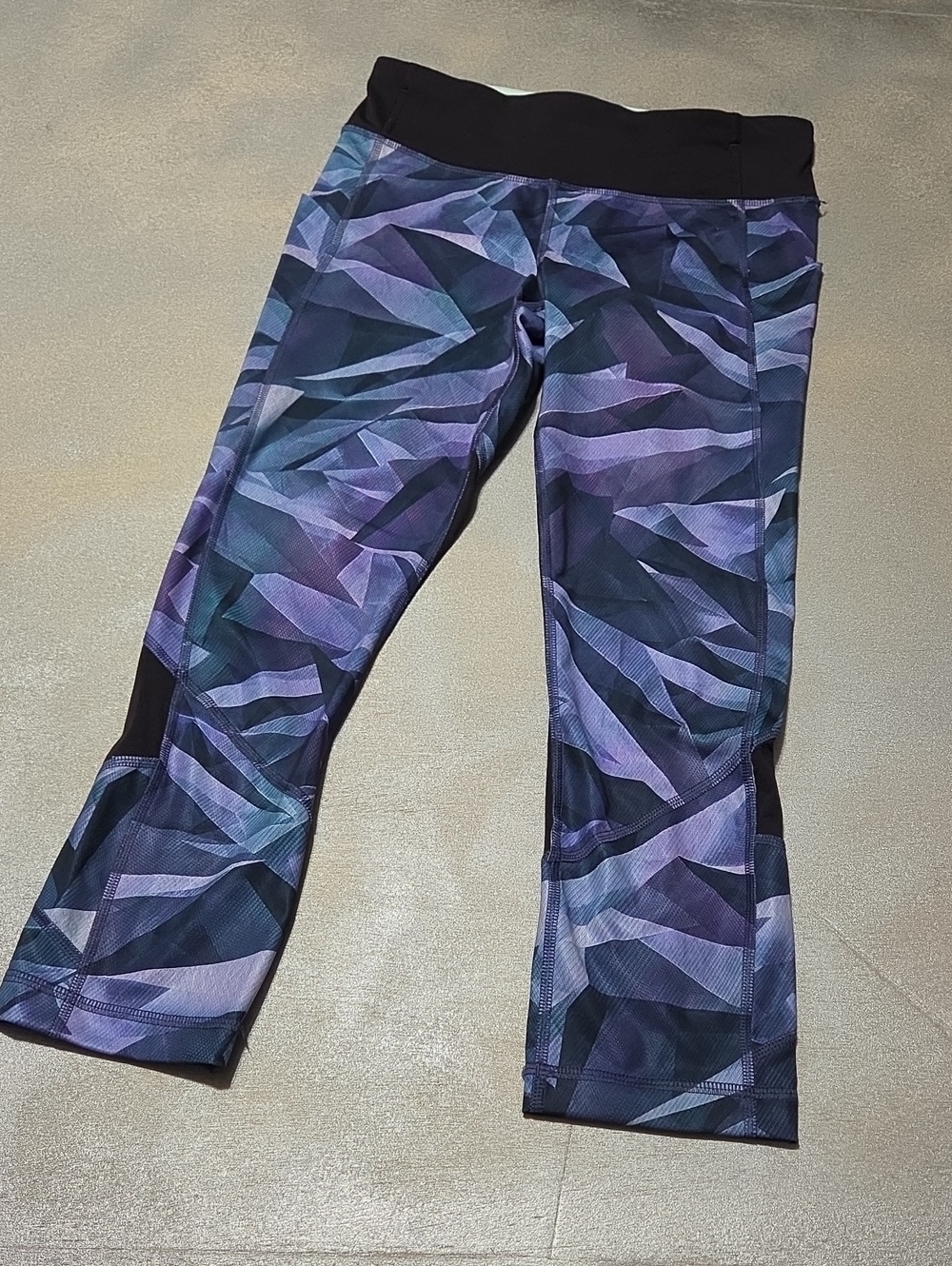 lululemon athletica Black and Purple Abstract Capri Leggings